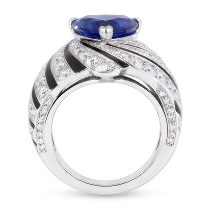 Sapphire And Natural Earth Mined Diamond Ladies Cocktail Ring