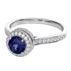 Sapphire And Natural Earth Mined Diamond Wedding Ring Jewelry Gold White 3 Ct Round Cut