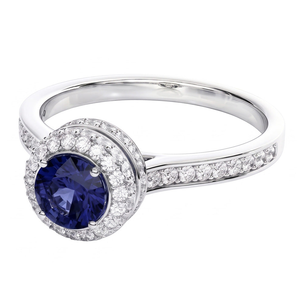 Sapphire And Natural Earth Mined Diamond Wedding Ring Jewelry Gold White 3 Ct Round Cut