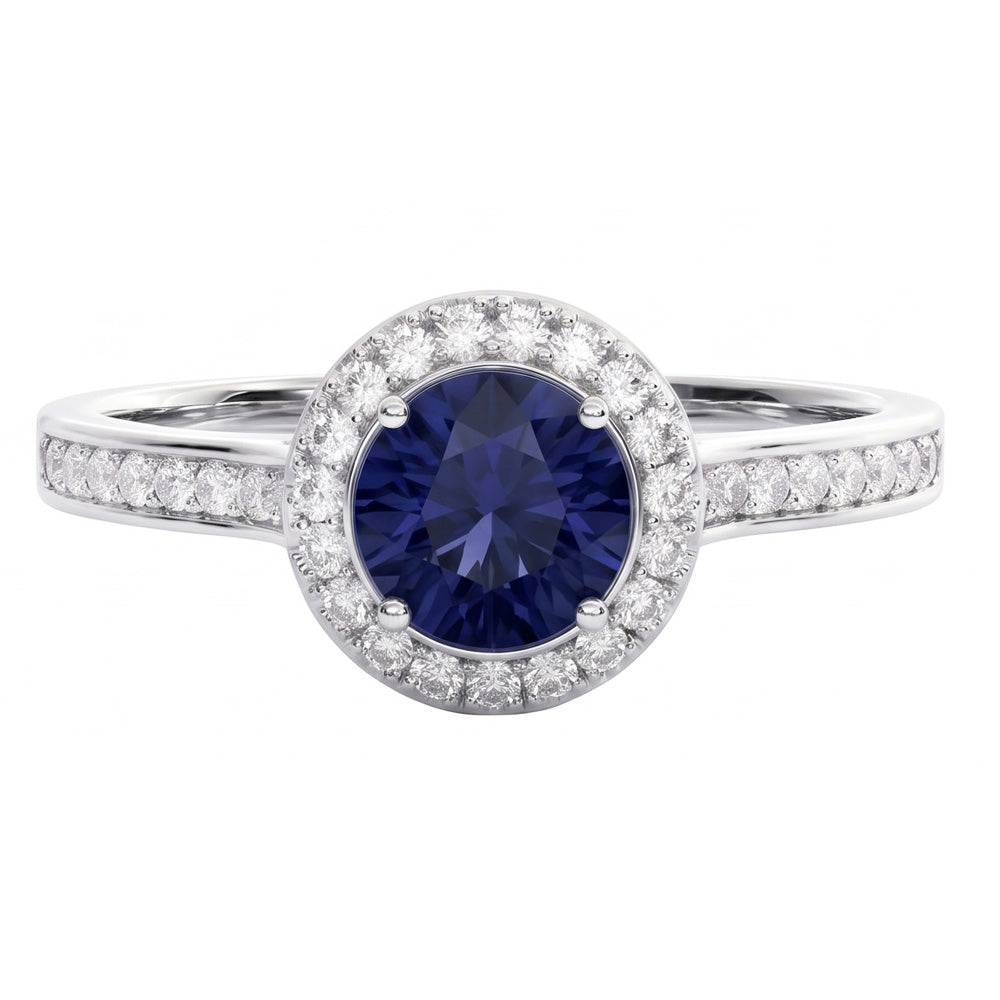 Sapphire And Natural Earth Mined Diamond Wedding Ring Jewelry Gold White 3 Ct Round Cut