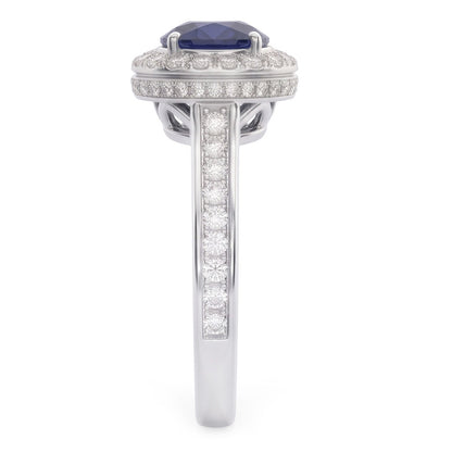 Sapphire And Natural Earth Mined Diamond Wedding Ring Jewelry Gold White 3 Ct Round Cut