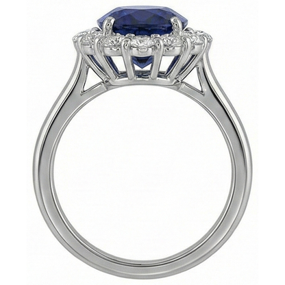 Sapphire And Natural Earth Mined Diamonds 8.50 Carats Wedding Ring White Gold 14K