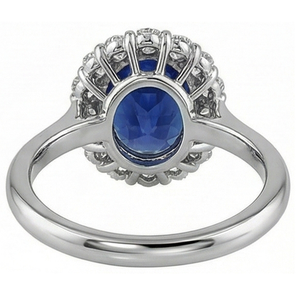 Sapphire And Natural Earth Mined Diamonds 8.50 Carats Wedding Ring White Gold 14K
