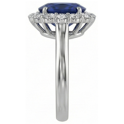 Sapphire And Natural Earth Mined Diamonds 8.50 Carats Wedding Ring White Gold 14K