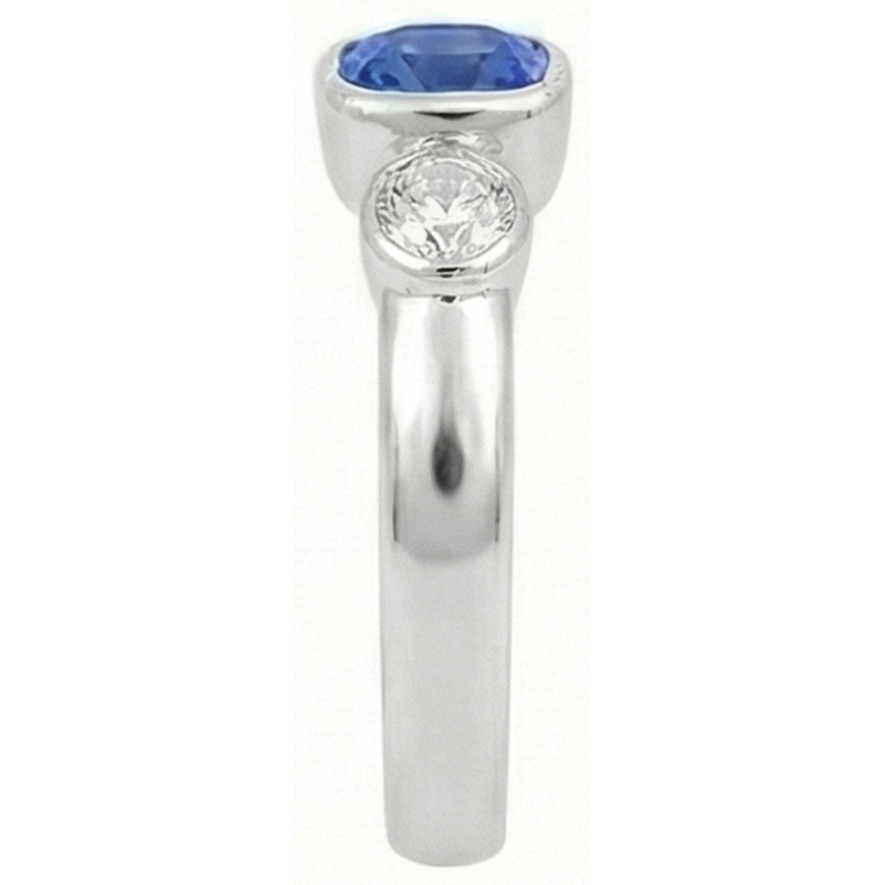 Sapphire Anniversary Ring Bezel Set Round Natural Earth Mined Diamonds