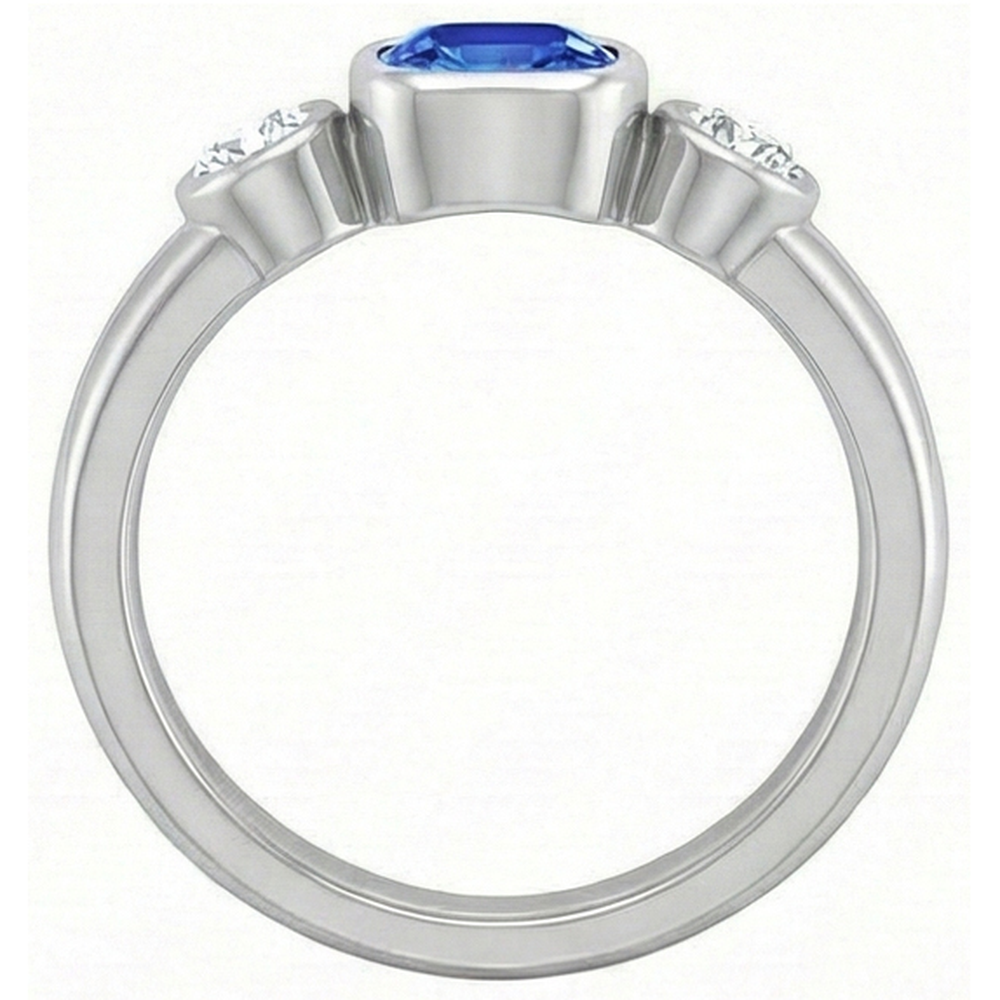 Sapphire Anniversary Ring Bezel Set Round Natural Earth Mined Diamonds