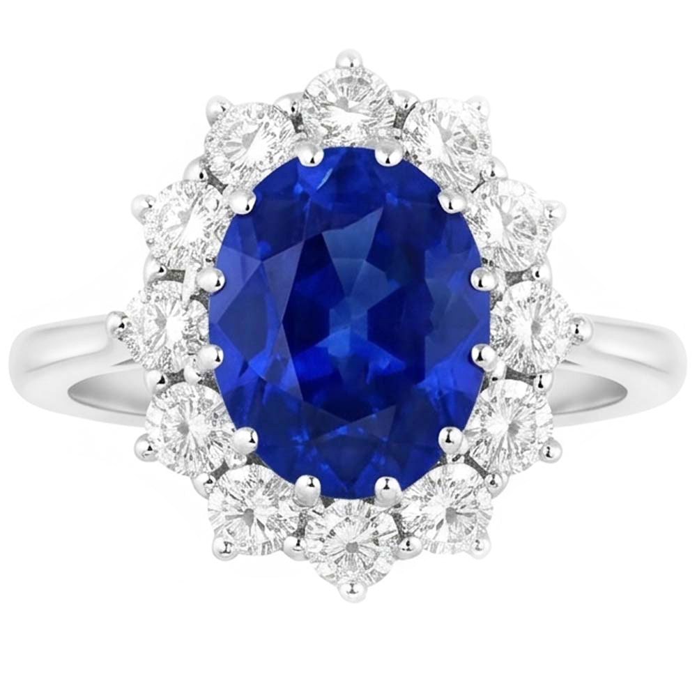 Sapphire Cluster Natural Earth Mined Diamond Ring