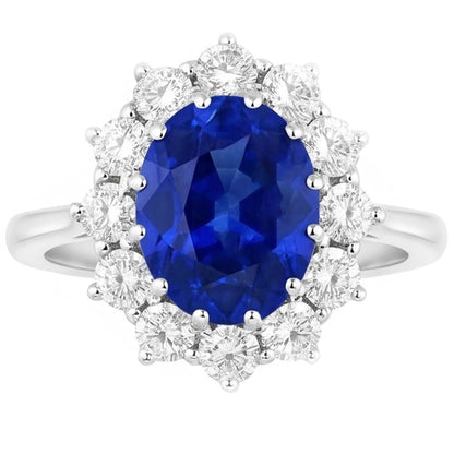 Sapphire Cluster Natural Earth Mined Diamond Ring