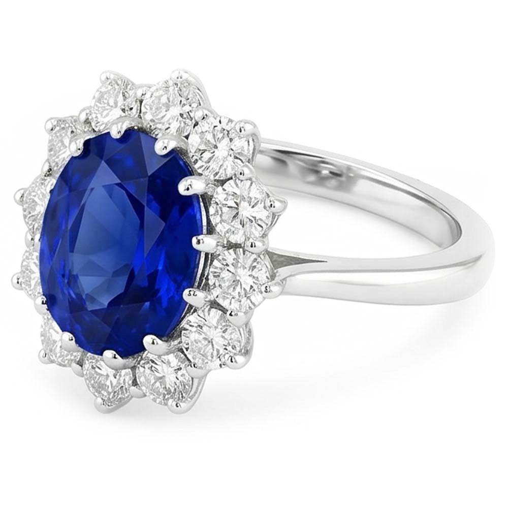 Sapphire Cluster Natural Earth Mined Diamond Ring