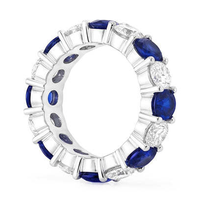 Sapphire Engagement Ring Genuine Blue Band 18K White Gold