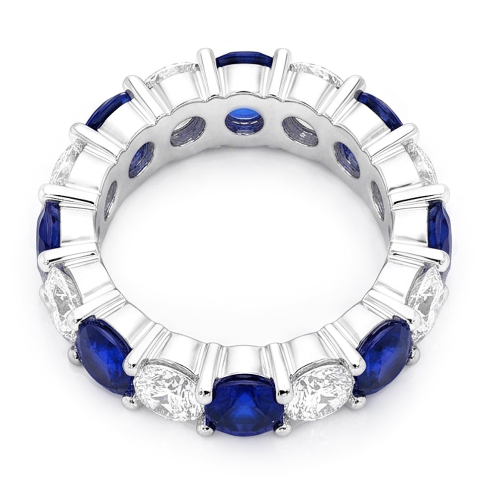 Sapphire Engagement Ring Genuine Blue Band 18K White Gold