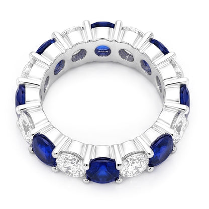 Sapphire Engagement Ring Genuine Blue Band 18K White Gold