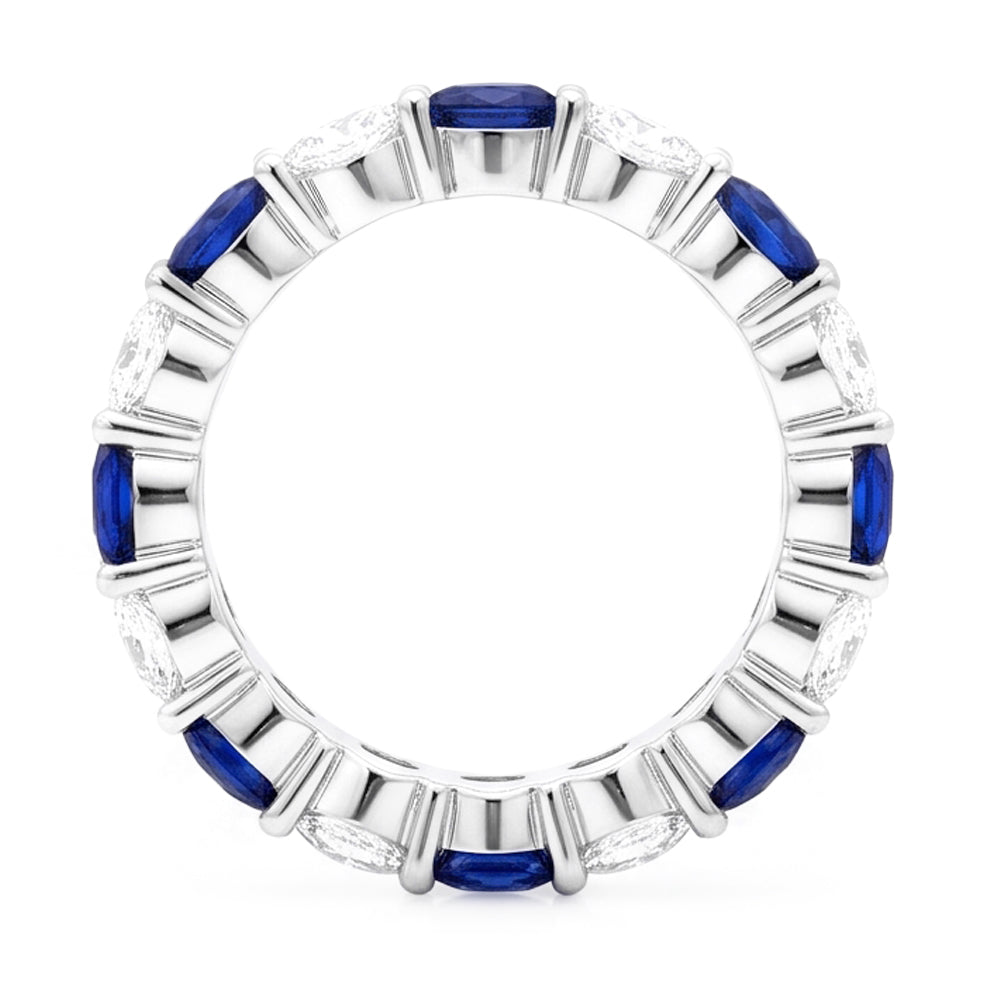 Sapphire Engagement Ring Genuine Blue Band 18K White Gold