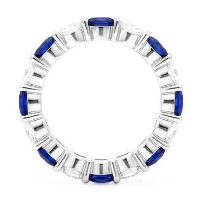 Sapphire Engagement Ring Genuine Blue Band 18K White Gold