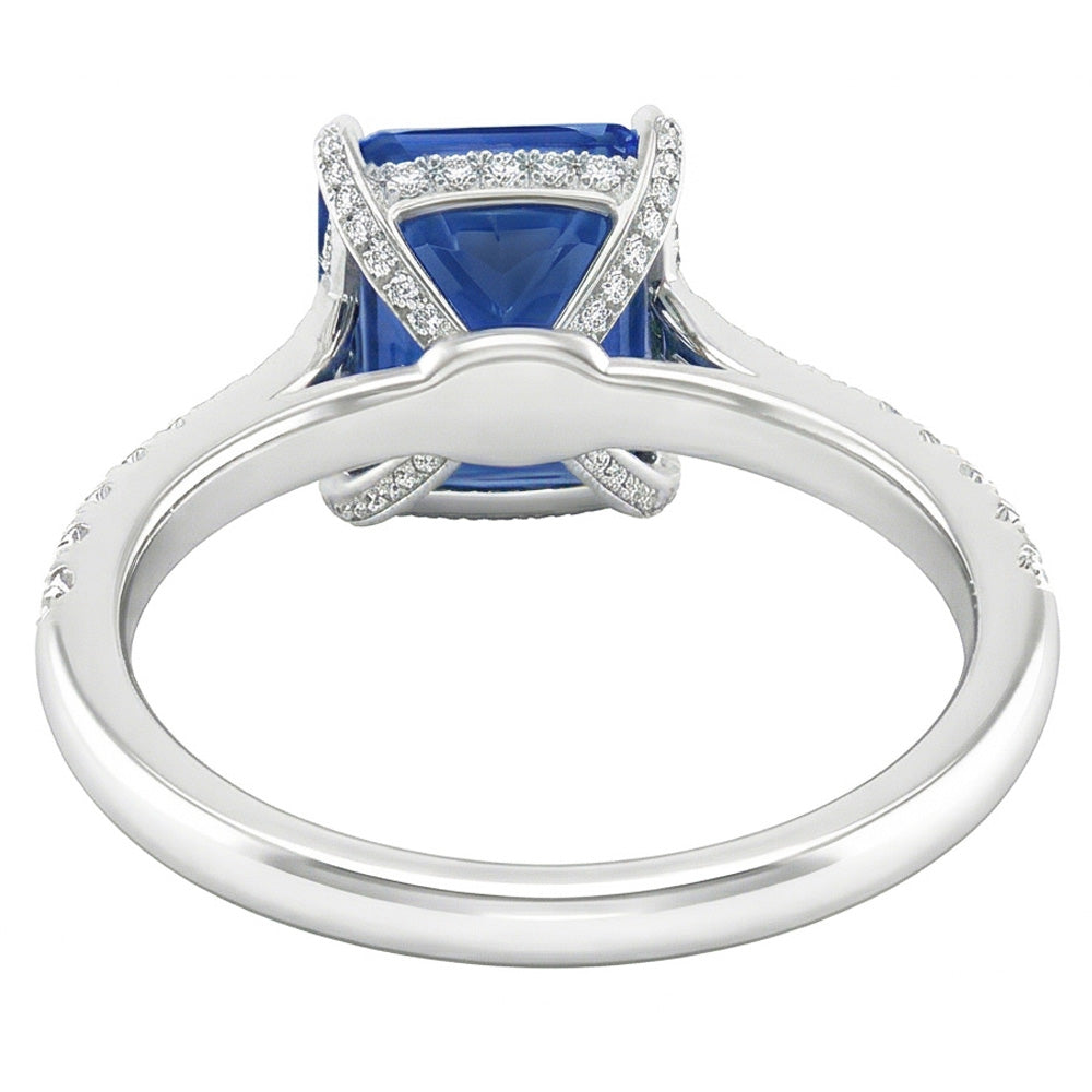 Sapphire Engagement Ring Radiant With Round Natural Earth Mined Diamond Accents 2 Carats