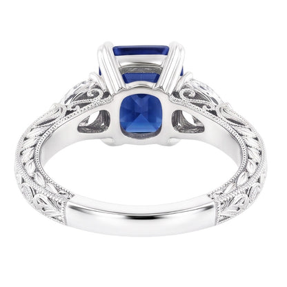 Sapphire Gemstone Jewelry 3 Carats Pear & Round Natural Earth Mined Diamond Ring