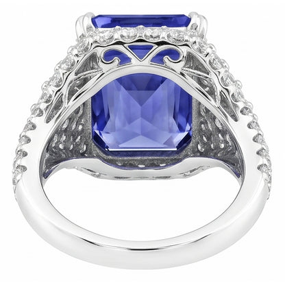 Sapphire Gemstone Ring 4.50 Carats Multi Row Pave Set Natural Earth Mined Diamond Shank