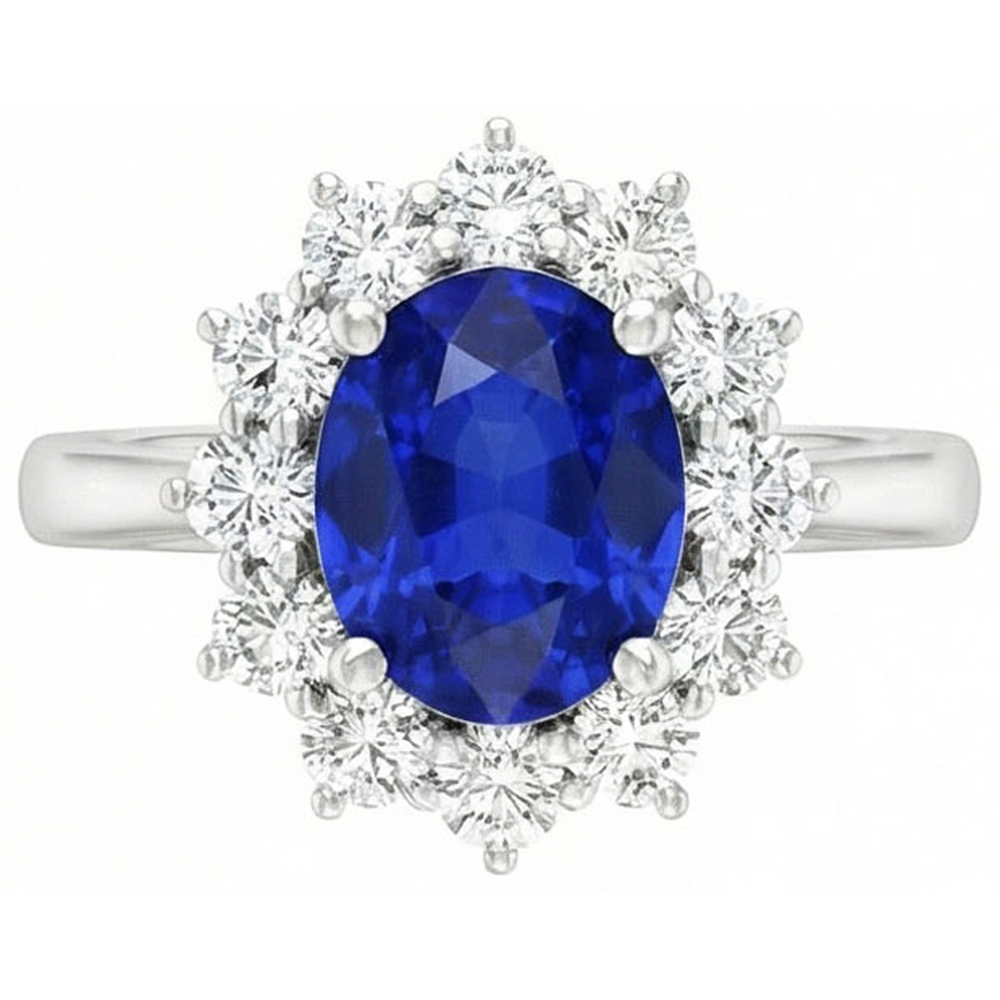 Natural Real ( Not Lab Grown )  Sapphire Halo Engagement Ring