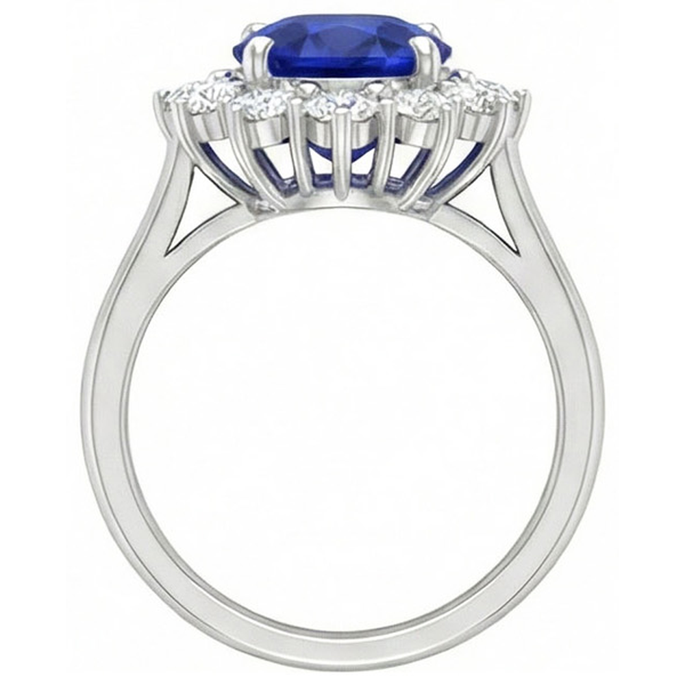 Natural Real ( Not Lab Grown )  Sapphire Halo Engagement Ring