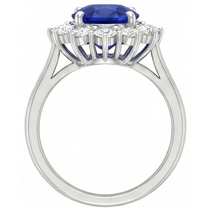 Natural Real ( Not Lab Grown )  Sapphire Halo Engagement Ring