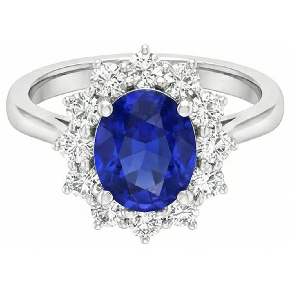 Natural Real ( Not Lab Grown )  Sapphire Halo Engagement Ring
