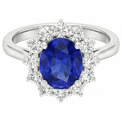 Natural Real ( Not Lab Grown )  Sapphire Halo Engagement Ring
