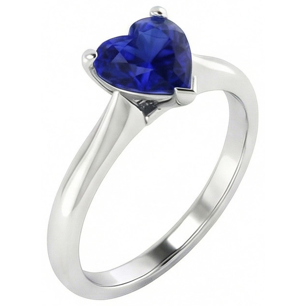 Natural Real ( Not Lab Grown )  Sapphire Heart Cut Solitaire Engagement Ring