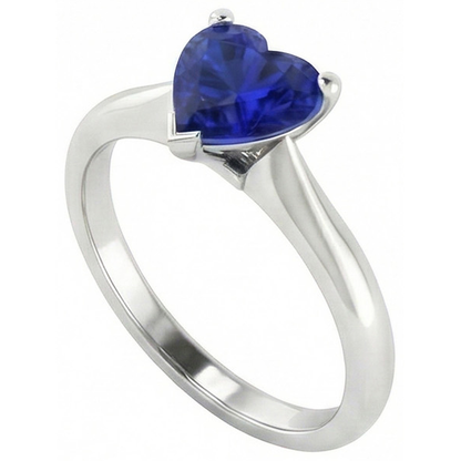 Natural Real ( Not Lab Grown )  Sapphire Heart Cut Solitaire Engagement Ring