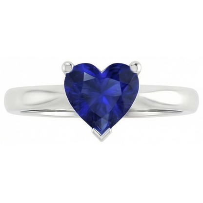 Natural Real ( Not Lab Grown )  Sapphire Heart Cut Solitaire Engagement Ring