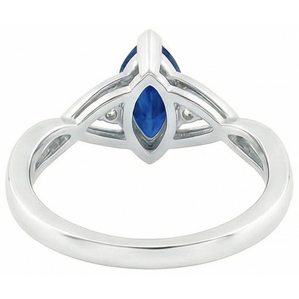 Sapphire Marquise Cut Engagement Ring With Natural Earth Mined Diamonds