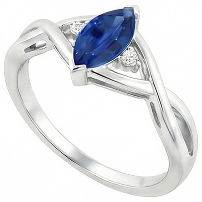 Sapphire Marquise Cut Engagement Ring With Natural Earth Mined Diamonds