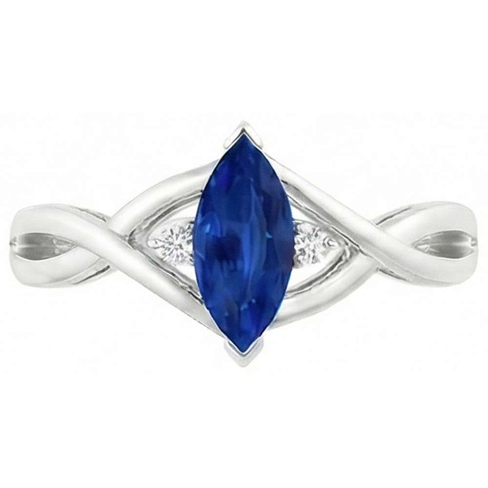 Sapphire Marquise Cut Engagement Ring With Natural Earth Mined Diamonds