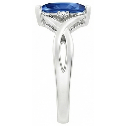 Sapphire Marquise Cut Engagement Ring With Natural Earth Mined Diamonds