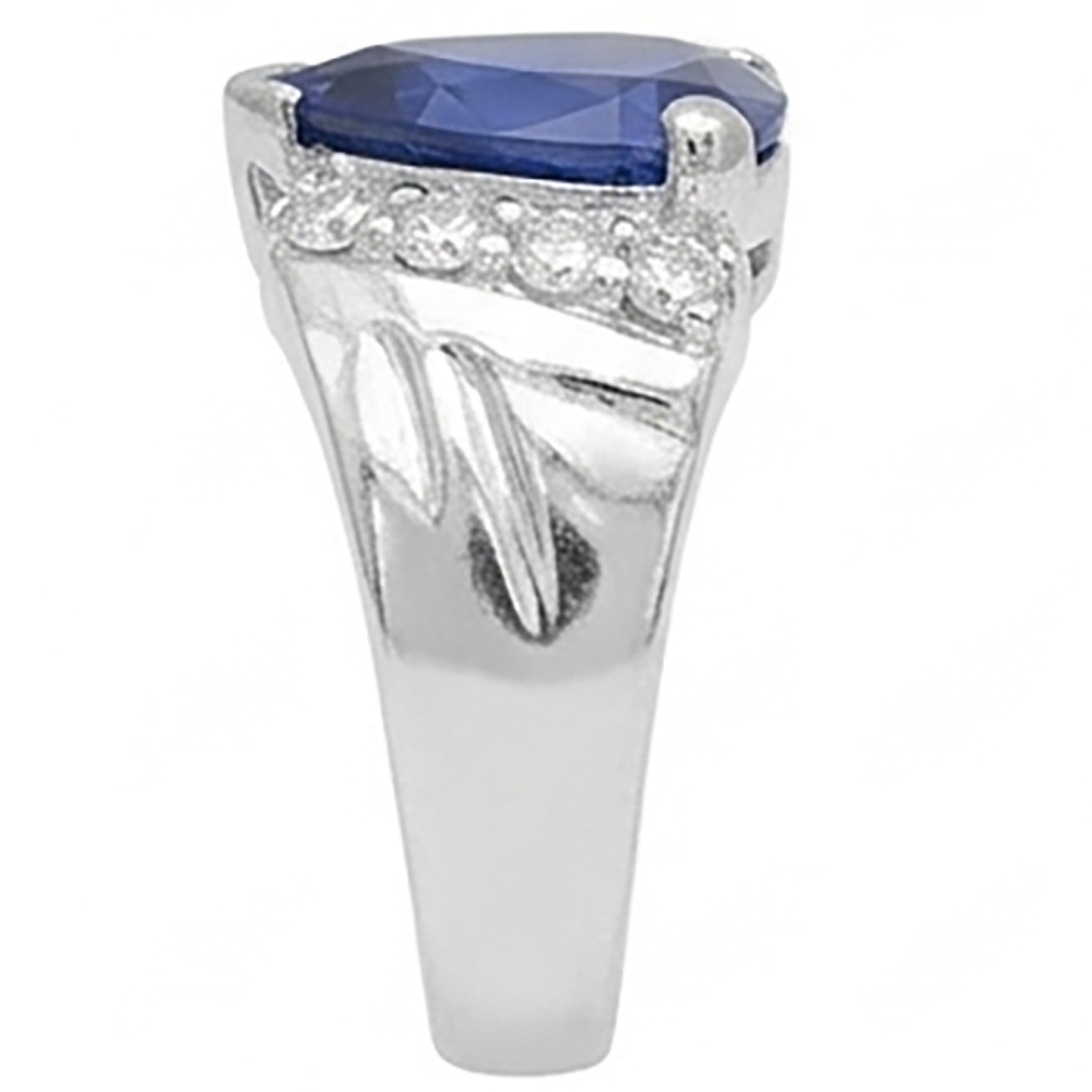 Sapphire Mens Ring IGI CERTIFIED Diamond Anniversary Trillion Vintage Style