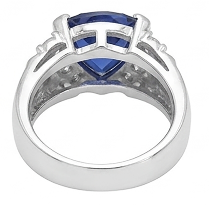 Sapphire Mens Ring IGI CERTIFIED Diamond Anniversary Trillion Vintage Style