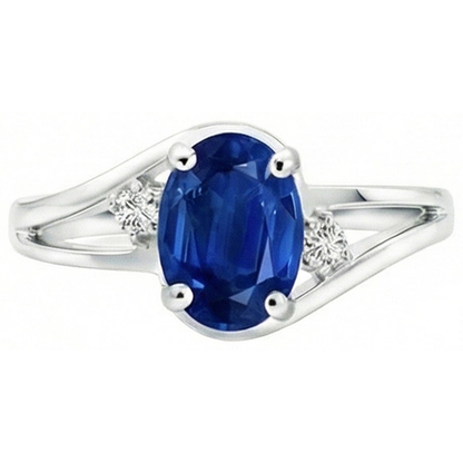 Sapphire Natural Earth Mined Diamond 2.20 Carats Wedding Ring White Gold 14K