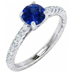 Sapphire Ring With Natural Earth Mined Diamond Accents