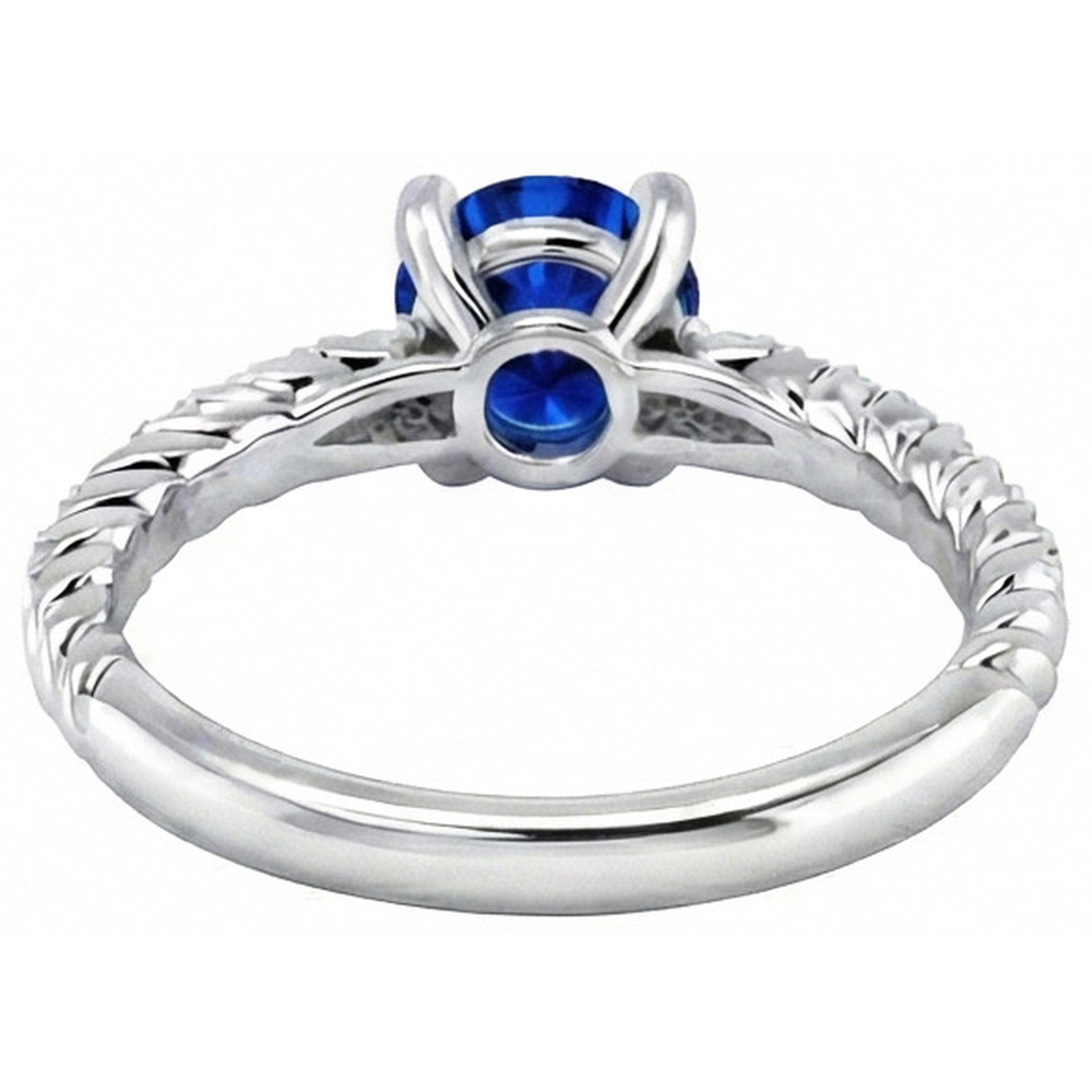 Sapphire Ring With Natural Earth Mined Diamond Accents