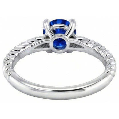 Sapphire Ring With Natural Earth Mined Diamond Accents