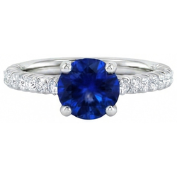 Sapphire Ring With Natural Earth Mined Diamond Accents