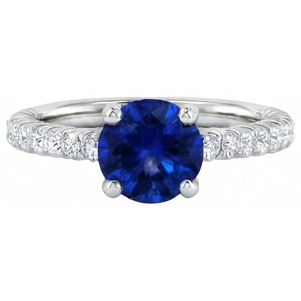 Sapphire Ring With Natural Earth Mined Diamond Accents
