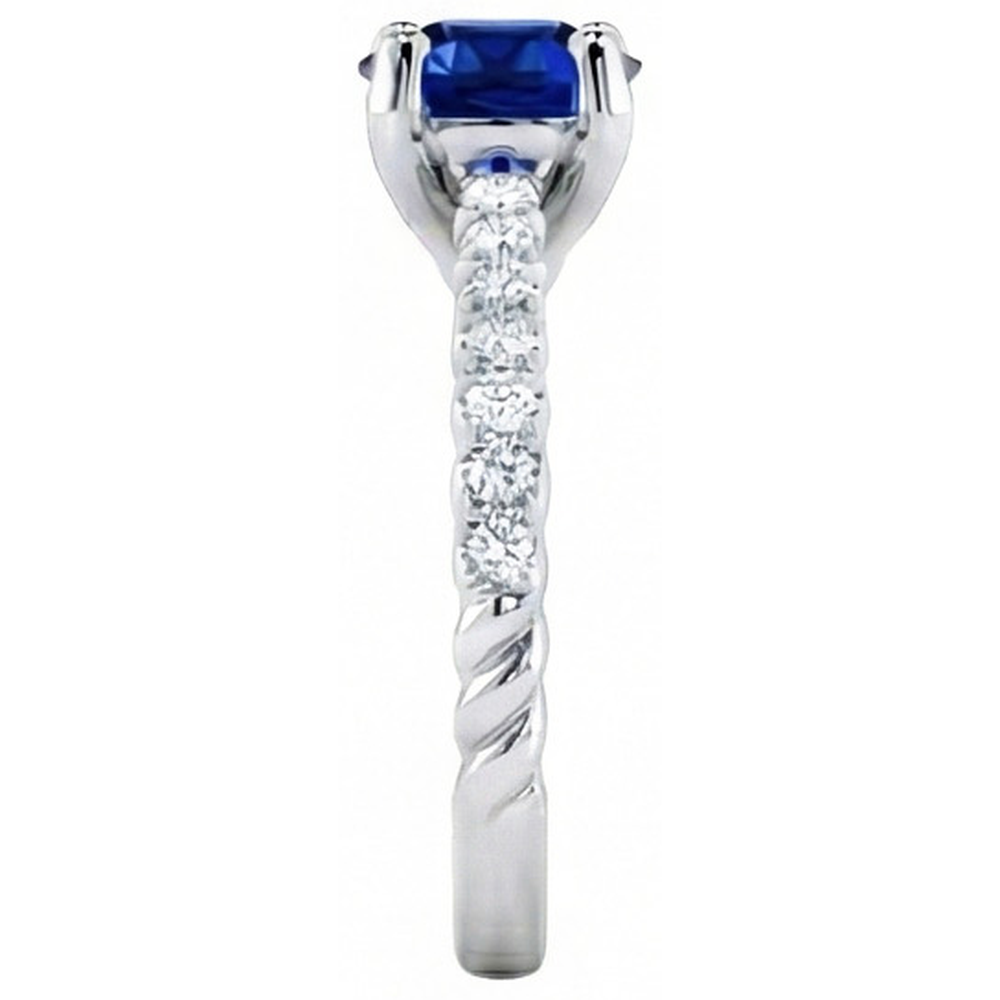Sapphire Ring With Natural Earth Mined Diamond Accents