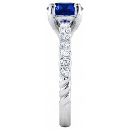 Sapphire Ring With Natural Earth Mined Diamond Accents