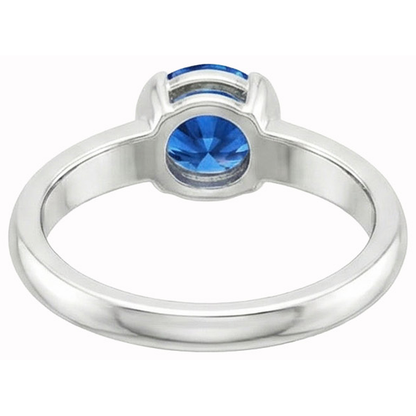 Natural Real ( Not Lab Grown )  Sapphire Round Cut White Gold Engagement Ring