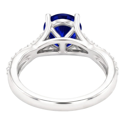 Sapphire Solitaire Ring With Natural Earth Mined Diamond Accents Twisted Shank 2.50 Carats