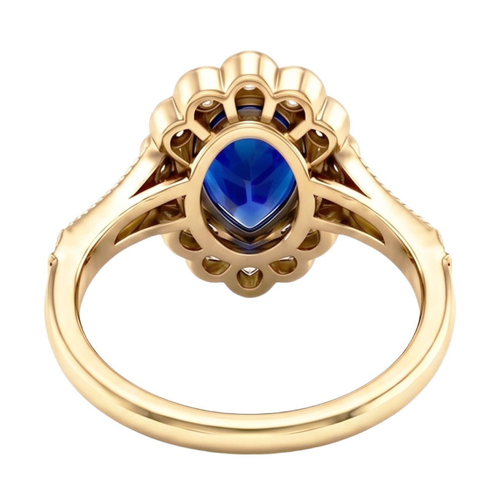 Sapphire Vintage Style Engagement Natural Earth Mined Diamond Ring