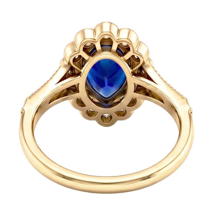 Sapphire Vintage Style Engagement Natural Earth Mined Diamond Ring