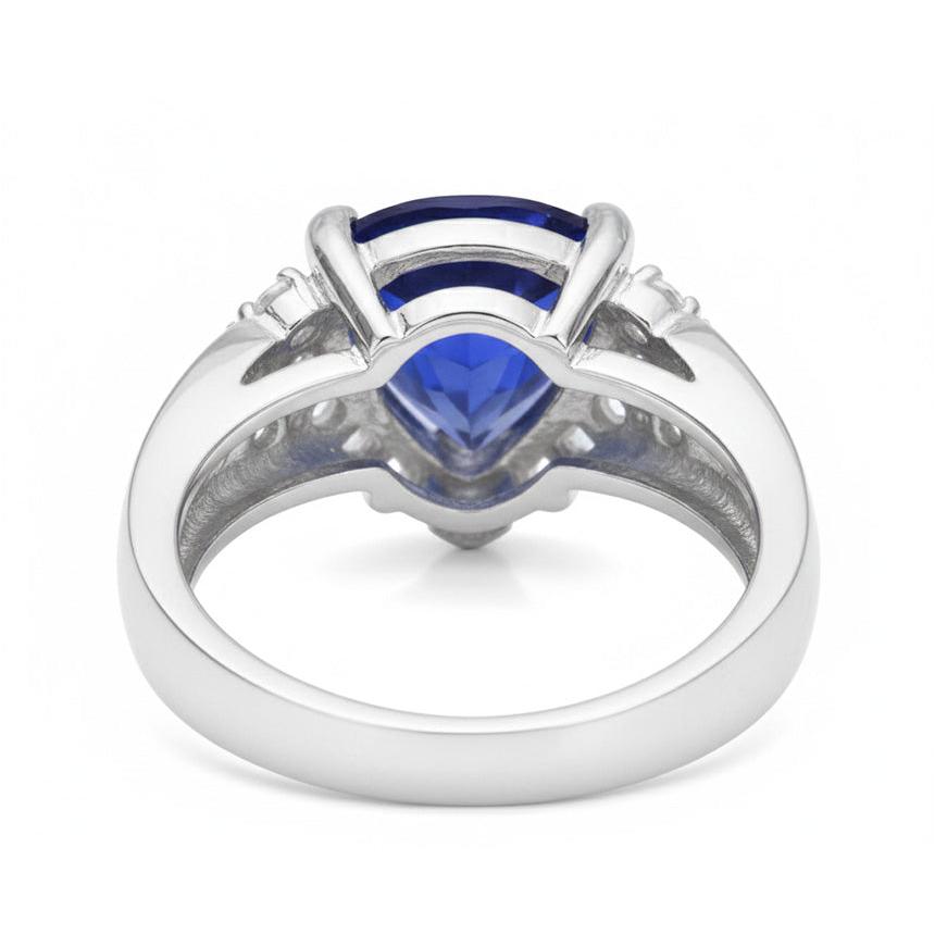 Sapphire Mens Ring Natural Earth Mined Diamond Anniversary Trillion Vintage Style