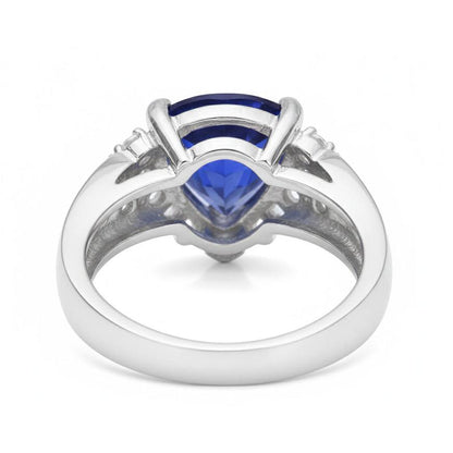 Sapphire Mens Ring Natural Earth Mined Diamond Anniversary Trillion Vintage Style
