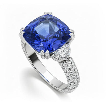 Sapphire Natural Earth Mined Diamond Estate Ring